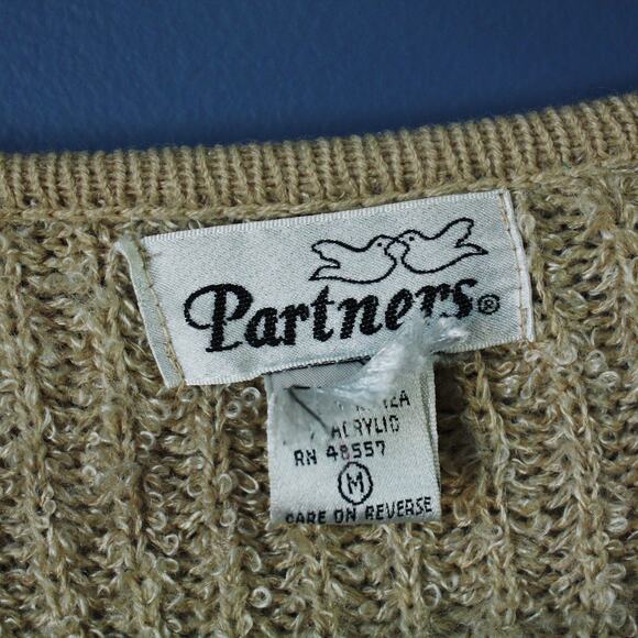 Vintage 90s Knit Cardigan | Slouchy Neutral Textured Sweater | Size M - Picture 7 of 7